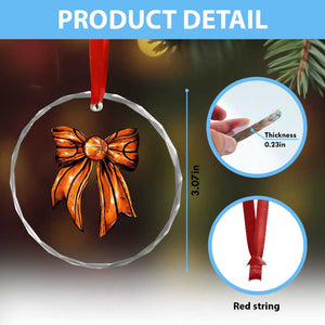 Basketball Coquette Bow Crystal Glass Ornament Game Day TS10 Print Your Wear
