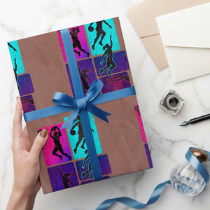 Basketball Girls Wrapping Paper Roll Retro Neon Girl Dunk Hoop Sports TS10 Mocha Print Your Wear