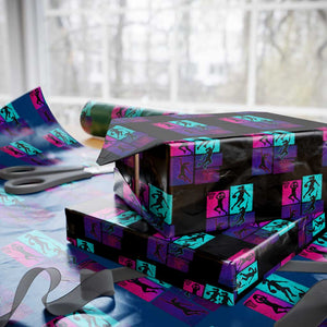 Basketball Girls Wrapping Paper Roll Retro Neon Girl Dunk Hoop Sports TS10 Black Print Your Wear