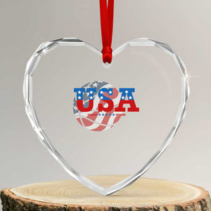 Basketball Heart Crystal Glass Ornament USA Patriotic American Flag Stars and Stripes Team Sport Fan TS02 Transparent Glass 3'' Heart Print Your Wear