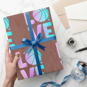 Basketball Lovers Wrapping Paper Roll Basketball Mom Sports Fan TS10 Mocha Print Your Wear