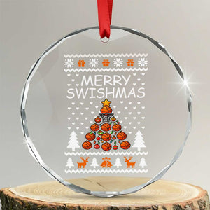Basketball Merry Swishmas Crystal Glass Ornament Xmas Tree Sports TS12 Transparent Glass 3'' Circle Print Your Wear