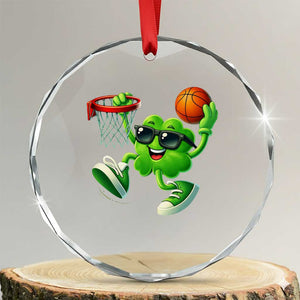 Basketball St Patricks Day Crystal Glass Ornament Cute Irish Shamrock Playing Basketball Player Team Boys TS10 Transparent Glass 3'' Circle Print Your Wear