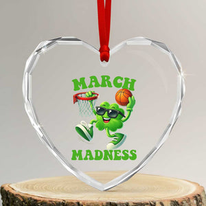 Basketball St Patricks Day Heart Crystal Glass Ornament Mad Madness Irish Shamrock Playing Basketball Player Team Boys TS10 Transparent Glass 3'' Heart Print Your Wear