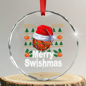 Basketball Xmas Crystal Glass Ornament Funny Merry Swishmas Sports TS12 Transparent Glass 3'' Circle Print Your Wear