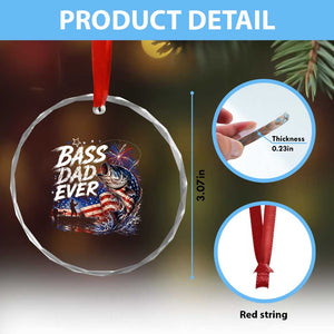 Bass Dad Ever Fishing Crystal Glass Ornament Patriotic Dad Birthday 4th Of July Gifts TS14 Print Your Wear
