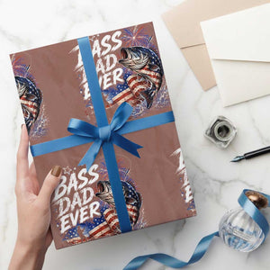 Bass Dad Ever Fishing Wrapping Paper Roll Patriotic Dad Birthday 4th Of July Gifts