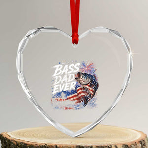 Bass Dad Ever Fishing Heart Crystal Glass Ornament Patriotic Dad Birthday 4th Of July Gifts TS14 Transparent Glass 3'' Heart Print Your Wear