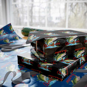 Bass Fish Christmas Wrapping Paper Roll Merry Chrisbass TS14 Black Print Your Wear