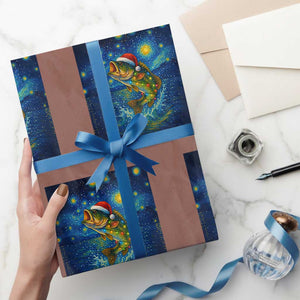 Bass Fish Xmas Wrapping Paper Roll Starry Night Fishing Van Gogh TS14 Mocha Print Your Wear