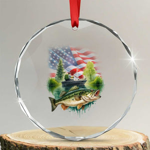 Bass Fishing Patriotic American Flag Crystal Glass Ornament TS14 Transparent Glass 3'' Circle Print Your Wear
