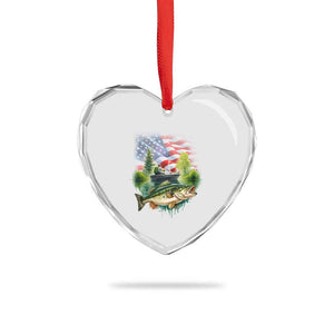 Bass Fishing Patriotic American Flag Heart Crystal Glass Ornament TS14 Print Your Wear
