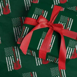Bass Guitar Player Wrapping Paper Roll USA American Flag Musician Guitarist TS10 Green Print Your Wear