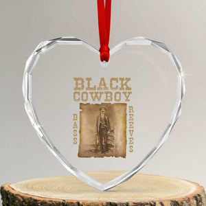 Bass Reeves Heart Crystal Glass Ornament Black Cowboy Western Legend Vintage TS02 Transparent Glass 3'' Heart Print Your Wear
