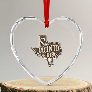 Battle of San Jacinto 1836 Texas History Independence Day Heart Crystal Glass Ornament TS11 Transparent Glass 3'' Heart Print Your Wear