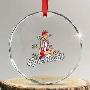 Bavarian Pin Up Girl Lausmadl Crystal Glass Ornament Oktoberfest Edelweiss Flowers TS02 Transparent Glass 3'' Circle Print Your Wear