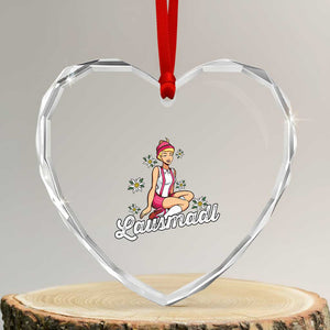 Bavarian Pin Up Girl Lausmadl Heart Crystal Glass Ornament Oktoberfest Edelweiss Flowers TS02 Transparent Glass 3'' Heart Print Your Wear