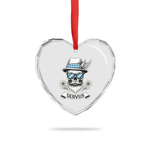 Bavarian Skull Servus Oktoberfest Heart Crystal Glass Ornament Cool Alpine Hat Tyrolean German Tradition Style TS02 Print Your Wear