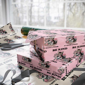 Be Kind 6 7 Days a Week Wrapping Paper Roll Funny Six Seven Cat Teacher Meme TS14 Light Pink Print Your Wear