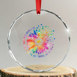 Be Kind Autism Awareness Crystal Glass Ornament Kindness Sunflower Tie Dye Puzzle TS02 Transparent Glass 3'' Circle Print Your Wear