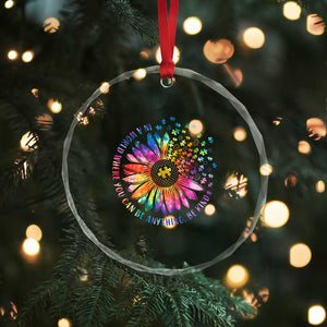 Be Kind Autism Awareness Crystal Glass Ornament Kindness Sunflower Tie Dye Puzzle TS02 Print Your Wear