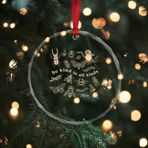 Be Kind To All Kinds Bugs Entomologist Insect Lover Crystal Glass Ornament