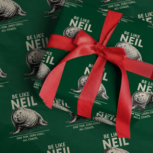 Be Like Neil the Seal One Ton Zero Chill All Chaos Wrapping Paper Roll Sarcastic Viral Chaotic Elephant Seal Meme Life Advice TS02 Green Print Your Wear