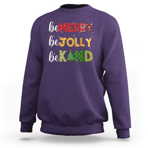 Be Merry Be Jolly Be Kind Christmas Tree Xmas Decor Sweatshirt TS09 Purple Printyourwear