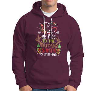 Be Nice To The Nurse Santa is Watching Funny Christmas Hoodie TS09 Printyourwear