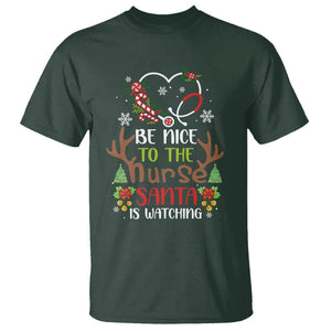 Be Nice To The Nurse Santa is Watching Funny Christmas T Shirt TS09 Printyourwear