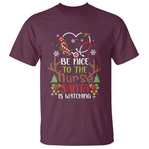 Be Nice To The Nurse Santa is Watching Funny Christmas T Shirt TS09 Printyourwear
