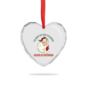 Be Nice To The Teacher Santa Is Watching Retro Groovy Christmas Heart Crystal Glass Ornament TS02 Print Your Wear