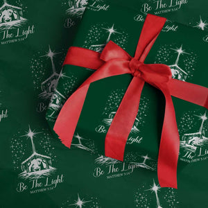Be The Light Christian Christmas Wrapping Paper Roll Nativity Scene Bible Verse TS11 Green Print Your Wear