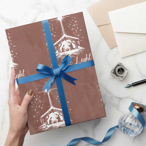 Be The Light Christian Christmas Wrapping Paper Roll Nativity Scene Bible Verse TS11 Mocha Print Your Wear