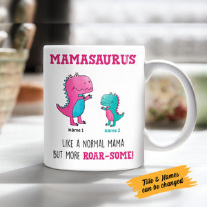 Personalized Roar Some Mom Grandma Dinosaur Mug CTM Custom - Printyourwear