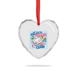 Beach Book Club Heart Crystal Glass Ornament Bookworm Summer Vacation Graphic