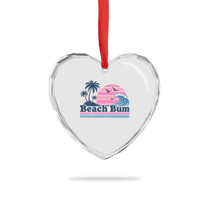 Beach Bum Heart Crystal Glass Ornament Retro Summer Vacation Surf Wave Tropical Sunset Aesthetic TS10 Print Your Wear