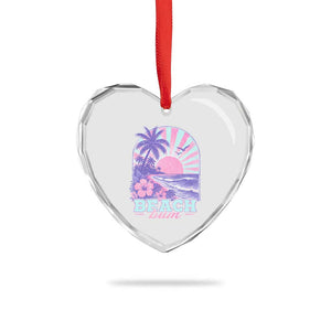 Beach Bum Heart Crystal Glass Ornament Summer Vacation Beach Lover Surf Wave Vintage Tropical Sunset Aesthetic
