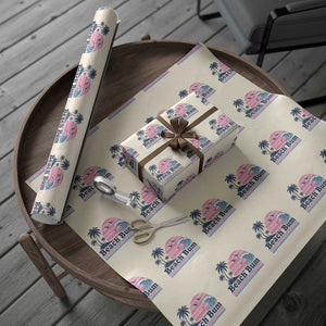 Beach Bum Wrapping Paper Roll Retro Summer Vacation Surf Wave Tropical Sunset Aesthetic TS10 Beige Print Your Wear