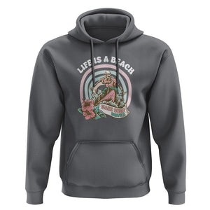 Beach Lover Hoodie Life's A Beach Make Some Waves Summer Vacation TS09 Charcoal Print Your Wear
