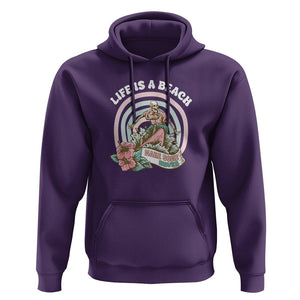 Beach Lover Hoodie Life's A Beach Make Some Waves Summer Vacation TS09 Purple Print Your Wear