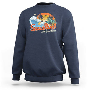Beach Lover Sweatshirt Sunshine And Good Vibes Summer Vacation TS09 Navy Print Your Wear