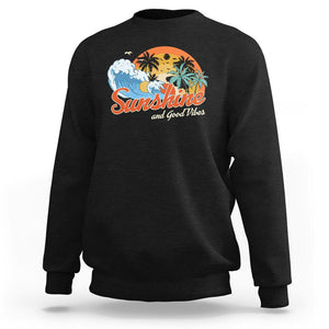 Beach Lover Sweatshirt Sunshine And Good Vibes Summer Vacation TS09 Black Print Your Wear