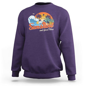 Beach Lover Sweatshirt Sunshine And Good Vibes Summer Vacation TS09 Purple Print Your Wear