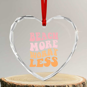 Beach More Worry Less Heart Crystal Glass Ornament Boho Summer Vacation