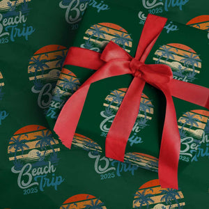 Beach Trip 2025 Wrapping Paper Roll Summer Vacation Vintage 70's Retro TS10 Green Print Your Wear