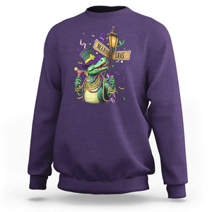 Bead Dinosaur Funny Mardi Grawr Gras Sweatshirt TS09 Purple Printyourwear