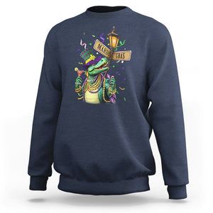 Bead Dinosaur Funny Mardi Grawr Gras Sweatshirt TS09 Navy Printyourwear