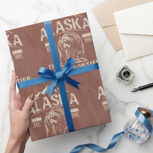 Bear Alaska The Last Frontier Wrapping Paper Roll Vintage Alaska Camping Hiking Mountain TS10 Mocha Print Your Wear