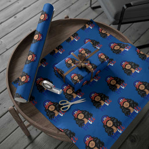 Beautiful Haitian Girl in Flag Baseball Cap Wrapping Paper Roll Haiti Heritage Pride TS02 Blue Print Your Wear